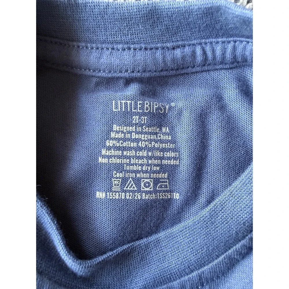 Little Bipsy Elevated Tee Worn Indigo Blue NWT Short Sleeve Shirt Baby 2T/3T